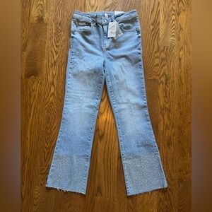 NWT Liu Jo Jeans Light Blue High Waist Princess Flare with Rhinestone 29 x 26